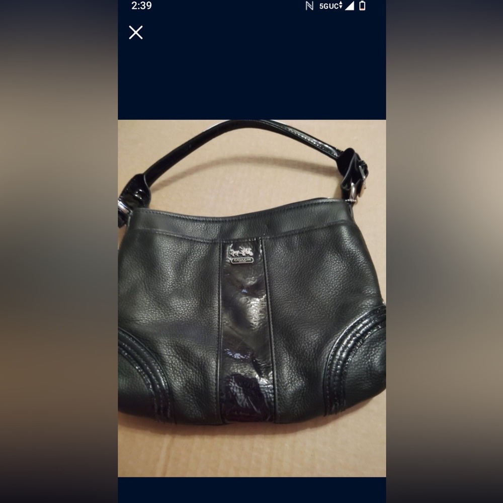 Black Leather Shoulder Bag coach